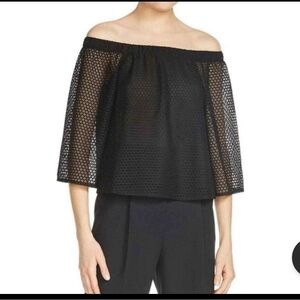 Maje Black Eyelet Women's Top, NWOT size 2